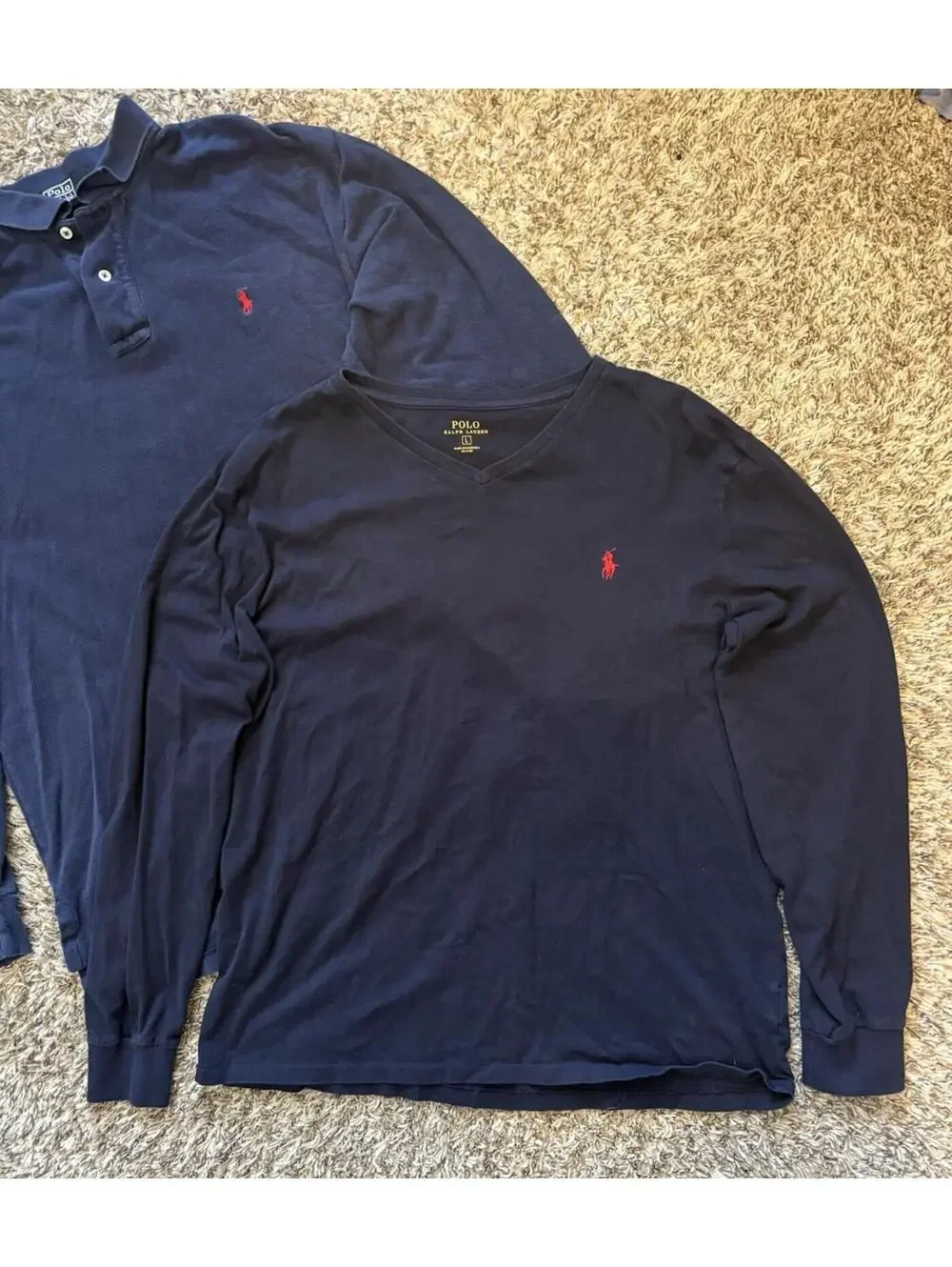 Polo Ralph Lauren Set of Long Sleeve Polo Shirt & VNeck Long Sleeve Size Large